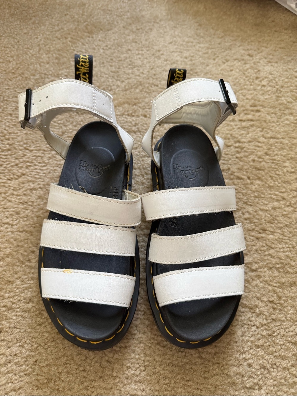 Dr. Martens Blaire Athena Sandals with Yellow Stitching